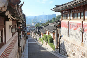 Bukchon Hanok Village Seoul Skyline Wallpaper