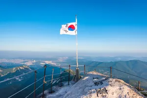 Bukhansan Summit South Korean Flag Wallpaper