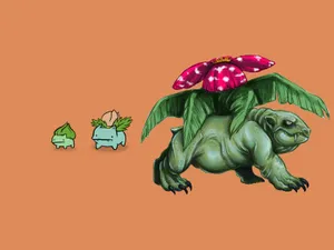 Bulbasaur, Ivysaur, And Realistic Venusaur Wallpaper