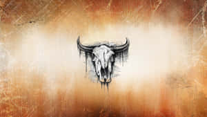 Bull Skull Sketch On Light Brown Wallpaper