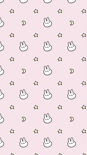 Bunnyand Stars Pattern Wallpaper Wallpaper