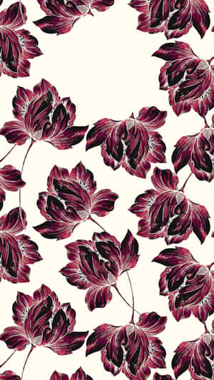 Burgundy Floral Pattern Background Wallpaper