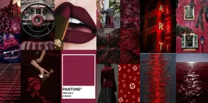 Burgundy Maroon Aesthetic Collage Wallpaper