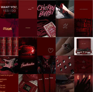 Burgundy Maroon Aesthetic Collage Wallpaper