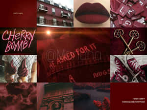 Burgundy_ Maroon_ Aesthetic_ Collage Wallpaper