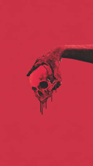 Burgundy Skull Dripping Art Wallpaper