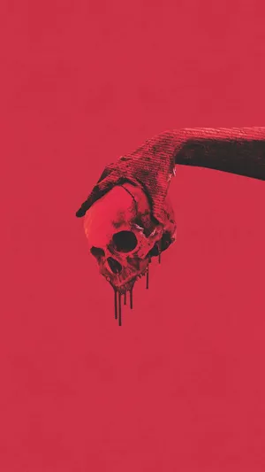 Burgundy Skull Dripping Art Wallpaper