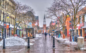 Burlington Winter Church Street Marketplace Wallpaper