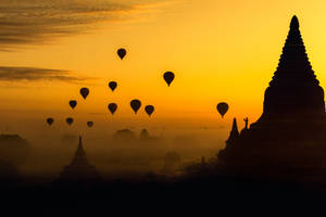 Burma Balloons Orange Sunset Wallpaper