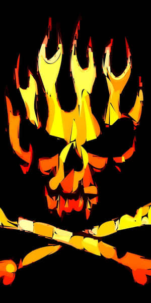 Burn Bright And Fierce With This Red Flame Skull Wallpaper