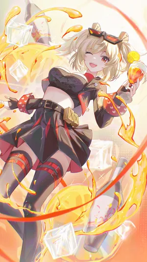 Burnice Zzz Dynamic Cocktail Art Wallpaper