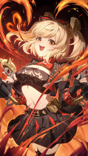 Burnice Zzz Fiery Anime Character Wallpaper