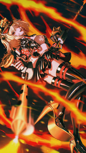 Burnice Zzz Fiery Battle Pose Wallpaper