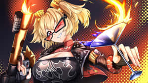 Burnice Zzz Fiery Cocktail Art Wallpaper