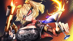 Burnice Zzz Fiery Cocktail Art Wallpaper