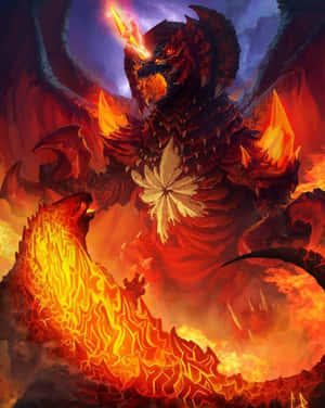 Burning Godzilla Unleashing Fiery Power In Full Glory Wallpaper