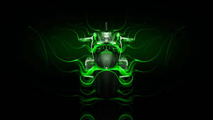 Burning Green Fire Motorcycle Wallpaper