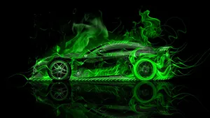 Burning Green Fire Sedan Wallpaper