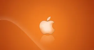 Burnt Orange Apple Logo Background Wallpaper