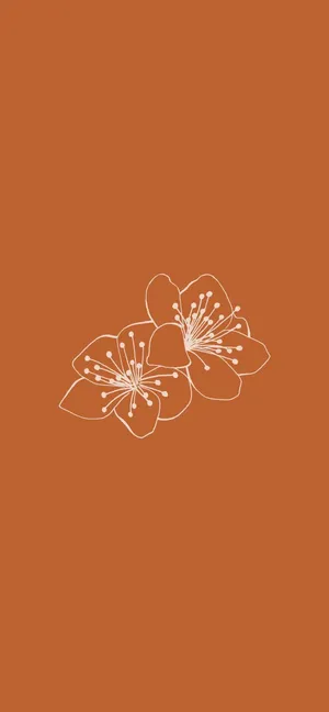 Burnt Orange Floral Illustration Wallpaper