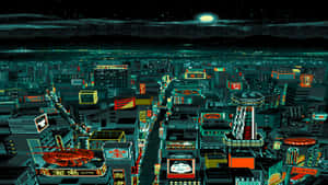 Bustling City Pixel Art Wallpaper