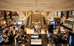 Bustling Department Store Interior Wallpaper