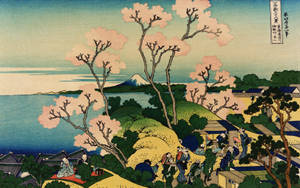 Busy Village Japanese Art Wallpaper