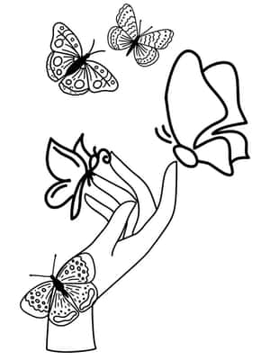 Butterfliesand Hand Coloring Page Wallpaper