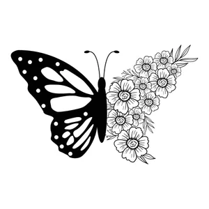 Butterfly Floral Coloring Page Wallpaper
