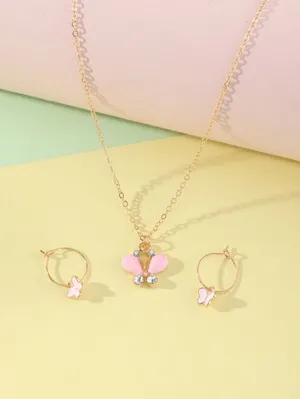 Butterfly Jewelry Set Pastel Backdrop Wallpaper