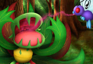 Butterfree Attacking Carnivine Wallpaper