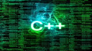 C++ On A Dark Background With Green Lights Wallpaper