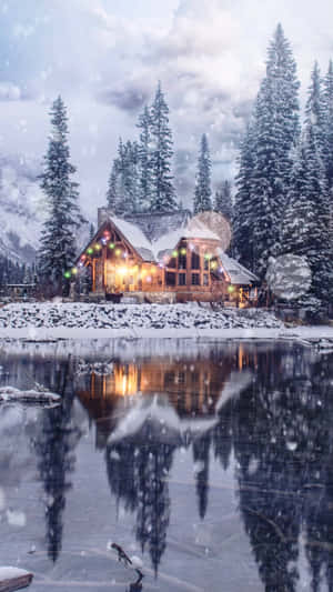 Cabin Infrared Photography Cozy Winter Aesthetic Wallpaper