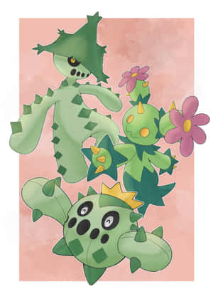 Cacnea, Maractus, And Cacturne Wallpaper