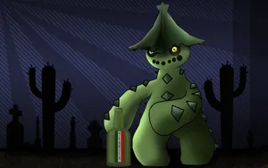 Cacturne Holding A Tequila Bottle Wallpaper