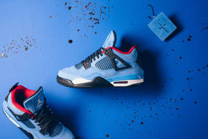 Cactus Jack Travis Scott Jordan 4 Blue Aesthetic Wallpaper