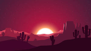 Cactuses Desert Vector Art Wallpaper