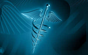 Caduceus Symbol On Blue Background Wallpaper