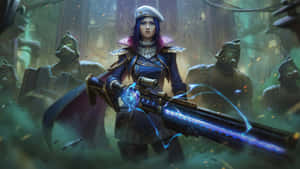 Caitlyn Arcane In Action Wallpaper