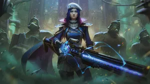 Caitlyn Arcane In Action Wallpaper