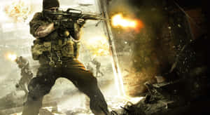 Call Of Duty Soldiers In Intense Battle Wallpaper