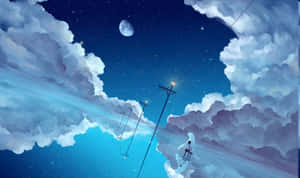 Calm Anime Starry Night Wallpaper