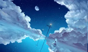 Calm Anime Starry Night Wallpaper