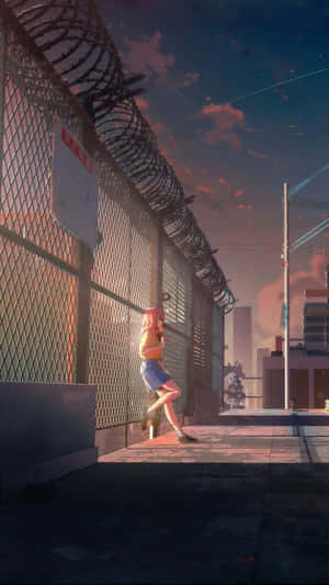 Calm Anime Wire Fence Wallpaper