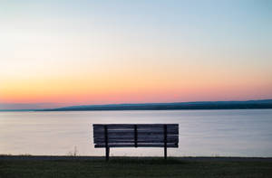 Calm Sea Bench View Wallpaper