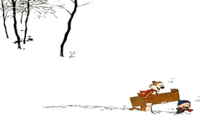 Calvin And Hobbes 4k Snow Sledding Wallpaper