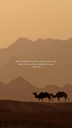 Camelsin Silhouette Biblical Verse Wallpaper