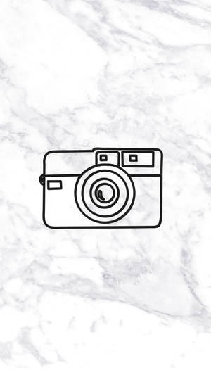 Camera Clipart On Black White Marble Iphone Wallpaper