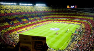 Camp Nou Stadium Crowd Mosaic Wallpaper