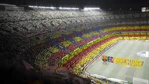 Camp Nou Stadium Crowd Mosaic Wallpaper